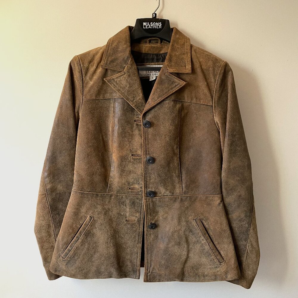 Wilson Distressed Leather Jacket, Size: S, Color: brown/tan